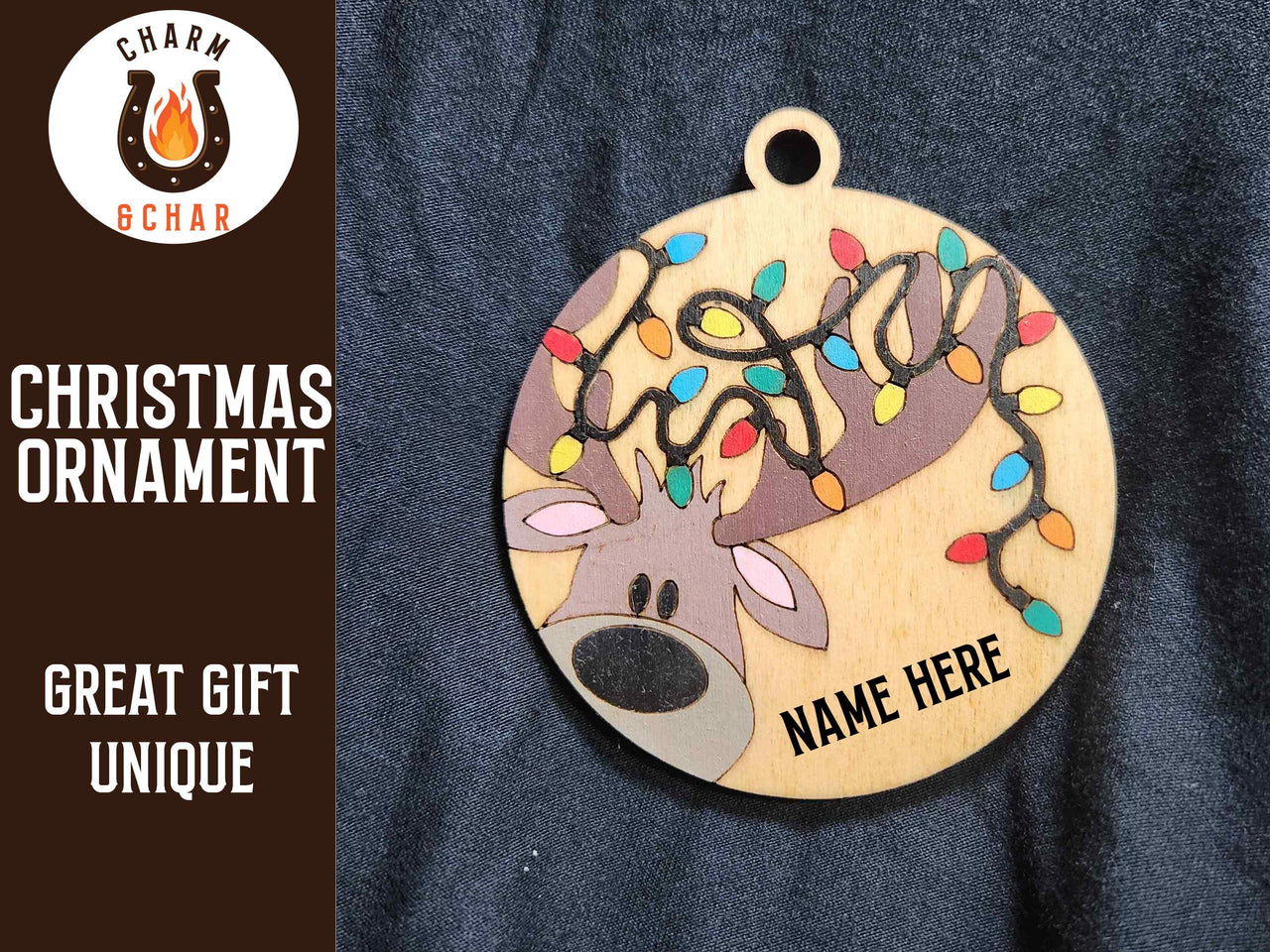 Hand Painted Personalized Laser-Engraved Christmas Ornament