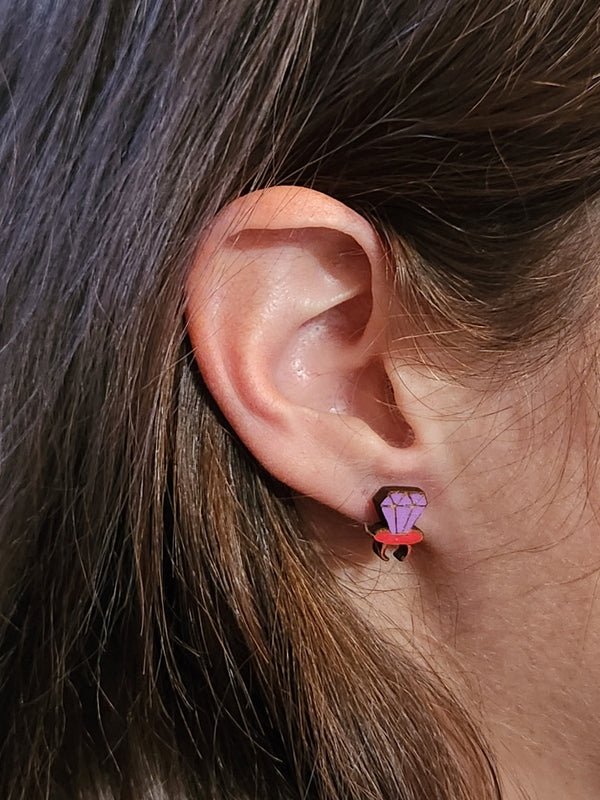 Ring Pop Wood Stud Earrings - Candy Fashion Earring - Stud Earring - Charm and Char