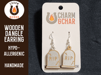 Thumbnail for RIP Grave Wood Dangle Earrings - Halloween Fashion Earring - Dangle Earring - Charm and Char