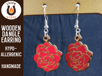 Thumbnail for Rose Wood Dangle Earrings - Flower Fashion Earring - Dangle Earring - Charm and Char