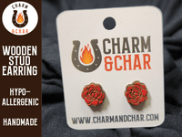 Thumbnail for Rose Wood Stud Earrings - Flower Fashion Earring - Stud Earring - Charm and Char