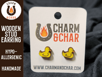 Thumbnail for Rubber Duck Wood Stud Earrings - Lifestyle Fashion Earring - Stud Earring - Charm and Char