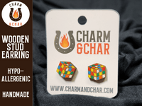 Thumbnail for Rubik's Cube Wood Stud Earrings - Lifestyle Fashion Earring - Stud Earring - Charm and Char