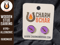 Thumbnail for Sagittarius Wood Stud Earrings - Zodiac Fashion Earring - Stud Earring - Charm and Char