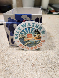 Thumbnail for Salt Water & Sunshine Retro Beach Sticker - Sticker - Charm and Char