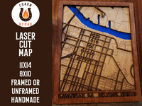 Thumbnail for Savannah, GA Historic District North Wood Laser Map - Handcrafted Wood Map - Housewarming Gift