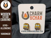 Thumbnail for School Bus Wood Stud Earrings - Bus Driver Fashion Earring - Stud Earring - Charm and Char