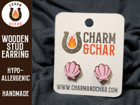 Thumbnail for Seashell Wood Stud Earrings - Summer Fashion Earring - Stud Earring - Charm and Char