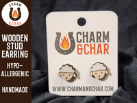 Thumbnail for Sheep Wood Stud Earrings - Animal Fashion Earring - Stud Earring - Charm and Char