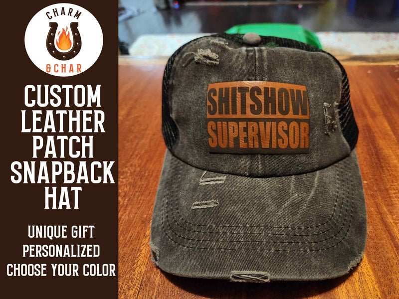 Shitshow Supervisor Leather Patch Trucker Hats - Classic Colors - Trucker Hat - Charm and Char