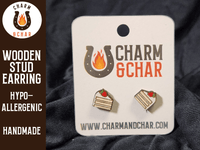 Thumbnail for Slice of Cake Wood Stud Earrings - Food Fashion Earring - Stud Earring - Charm and Char
