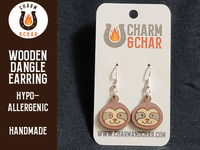 Thumbnail for Sloth Face Wood Dangle Earrings - Animal Fashion Earring - Dangle Earring - Charm and Char