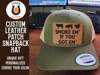 Thumbnail for Smoke Em if you Got Em Leather Patch Trucker Hat for Grill Masters