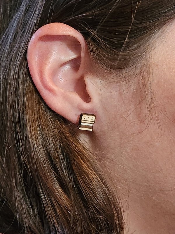 Smores Wood Stud Earrings - Outdoors Fashion Earring - Stud Earring - Charm and Char