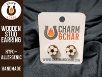 Thumbnail for Soccer Ball Wood Stud Earrings - Sports Fashion Earring - Stud Earring - Charm and Char
