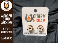 Thumbnail for Soccer Ball Wood Stud Earrings - Sports Fashion Earring