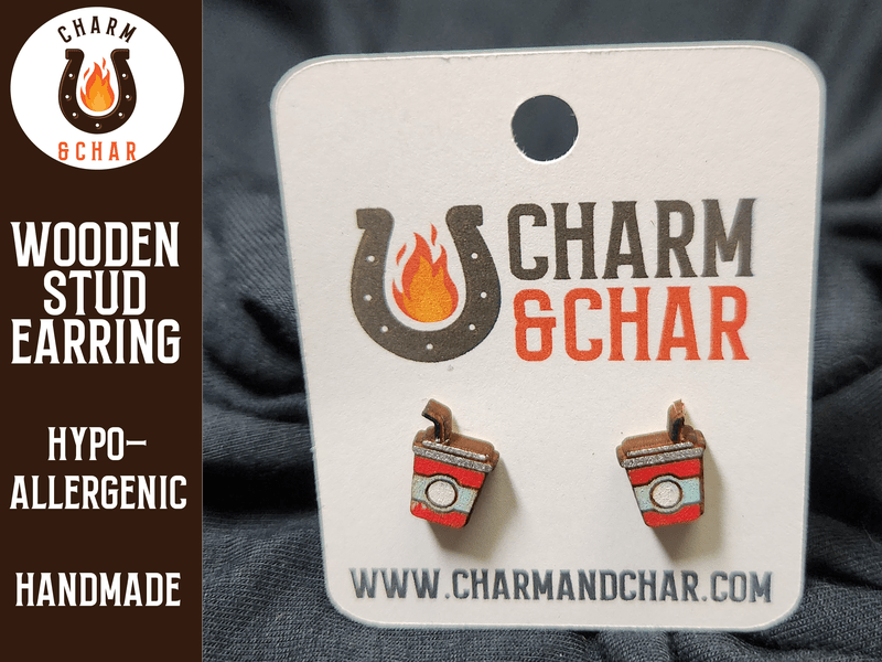 Soda Wood Stud Earrings - Fast Food Fashion Earring - Stud Earring - Charm and Char