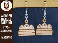 Thumbnail for Soup Dumpling Wood Dangle Earrings - Food Fashion Earring - Dangle Earring - Charm and Char