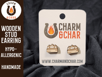 Thumbnail for Soup dumpling Wood Stud Earrings - Food Fashion Earring - Stud Earring - Charm and Char