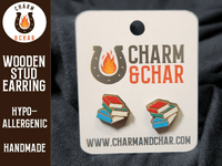 Thumbnail for Stack of Books Wood Stud Earrings - Bookworm Fashion Earring - Earring - Charm and Char
