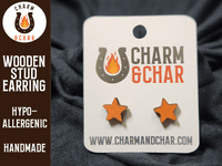 Thumbnail for Star Wood Stud Earrings - Astronomy Fashion Earring - Stud Earring - Charm and Char