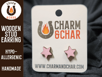 Thumbnail for Star Wood Stud Earrings - Astronomy Fashion Earring - Stud Earring - Charm and Char