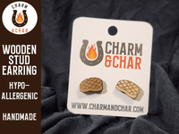 Thumbnail for Steak Wood Stud Earrings - Food Fashion Earring - Stud Earring - Charm and Char