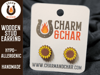 Thumbnail for Sunflower Wood Stud Earrings - Floral Fashion Earring - Stud Earring - Charm and Char