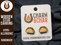 Thumbnail for Taco Wood Stud Earrings - Food Fashion Earring - Stud Earring - Charm and Char