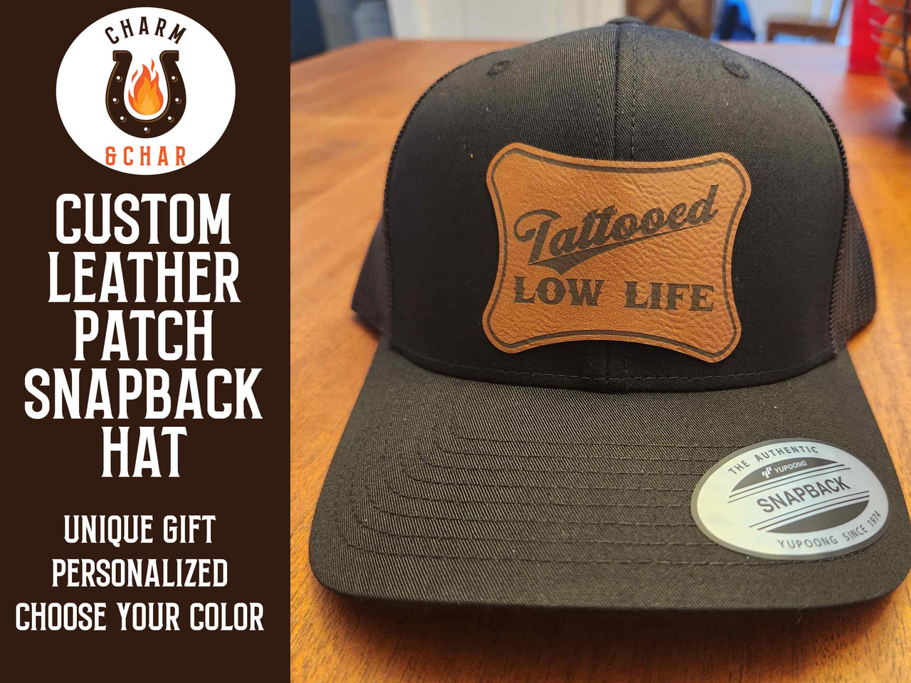 Tattooed Low Life Leather Patch Trucker Hats - Classic Colors