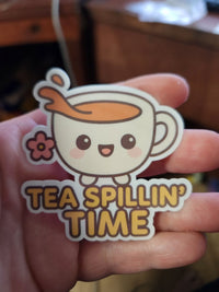 Thumbnail for Tea Spillin’ Time Kawaii Sticker - Sticker - Charm and Char