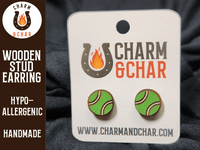 Thumbnail for Tennis Ball Wood Stud Earrings - Sports Fashion Earring - Stud Earring - Charm and Char