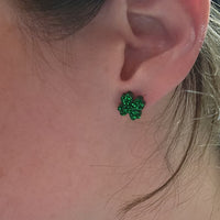 Thumbnail for Tiny Glitter Clover Stud Earrings – St. Patrick’s Day Jewelry - Stud Earring - Charm and Char