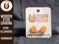 Thumbnail for Triceratops Wood Stud Earrings - Dinosaur Fashion Earring - Stud Earring - Charm and Char
