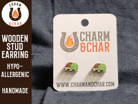 Thumbnail for Turtle Wood Stud Earrings - Animal Fashion Earring - Stud Earring - Charm and Char