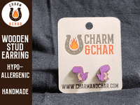 Thumbnail for Tyrannosaurus Rex Wood Stud Earrings - T - rex Earrings - Dinosaur Fashion Earring - Stud Earring - Charm and Char