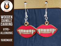 Thumbnail for Vampire Fangs Wood Dangle Earrings - Halloween Fashion Earring - Dangle Earring - Charm and Char