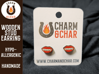 Thumbnail for Vampire Fangs Wood Stud Earrings - Halloween Fashion Earring - Stud Earring - Charm and Char