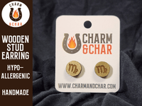 Thumbnail for Virgo Wood Stud Earrings - Zodiac Fashion Earring - Stud Earring - Charm and Char