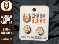 Thumbnail for Volleyball Wood Stud Earrings - Sports Fashion Earring - Stud Earring - Charm and Char