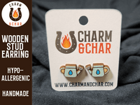 Thumbnail for Watering Can Wood Stud Earrings - Gardening Fashion Earring - Stud Earring - Charm and Char