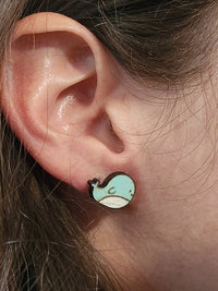 Thumbnail for Whale Wood Stud Earrings - Animal Fashion Earring - Stud Earring - Charm and Char
