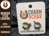 Thumbnail for Wheelbarrow Wood Stud Earrings - Gardening Fashion Earring - Stud Earring - Charm and Char