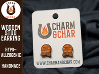 Thumbnail for Wine Barrel Wood Stud Earrings - Wine Fashion Earring - Stud Earring - Charm and Char