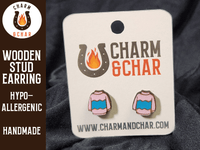 Thumbnail for Winter Sweater Wood Stud Earrings - Winter Fashion Earring - Stud Earring - Charm and Char