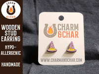 Thumbnail for Wizard Hat Wood Stud Earrings - Halloween Fashion Earring - Stud Earring - Charm and Char
