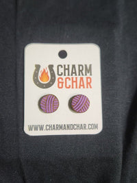 Thumbnail for Yarn Ball Wood Stud Earrings - Lifestyle Fashion Earring - Stud Earring - Charm and Char