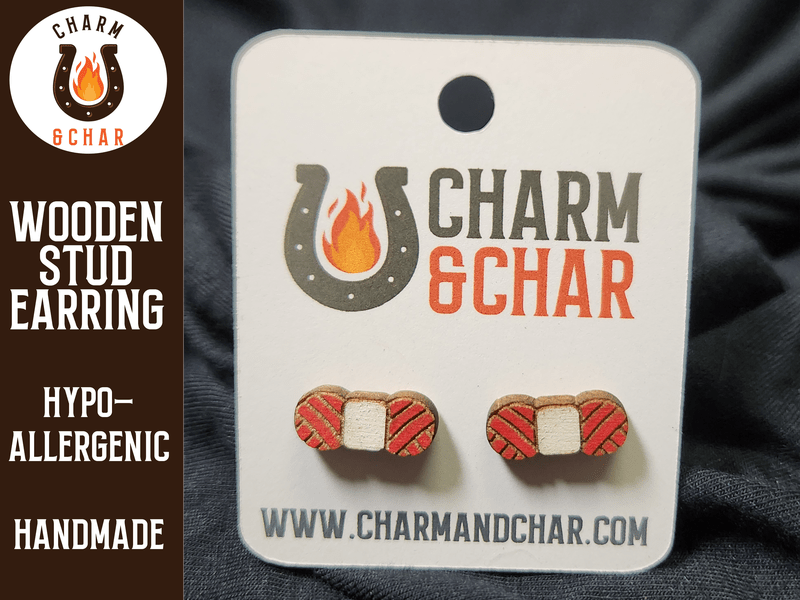 Yarn Wood Stud Earrings - Crochet Fashion Earring - Stud Earring - Charm and Char