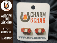 Thumbnail for Yarn Wood Stud Earrings - Crochet Fashion Earring - Stud Earring - Charm and Char