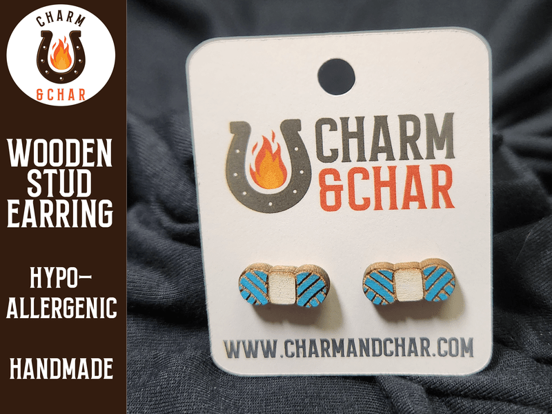 Yarn Wood Stud Earrings - Crochet Fashion Earring - Stud Earring - Charm and Char